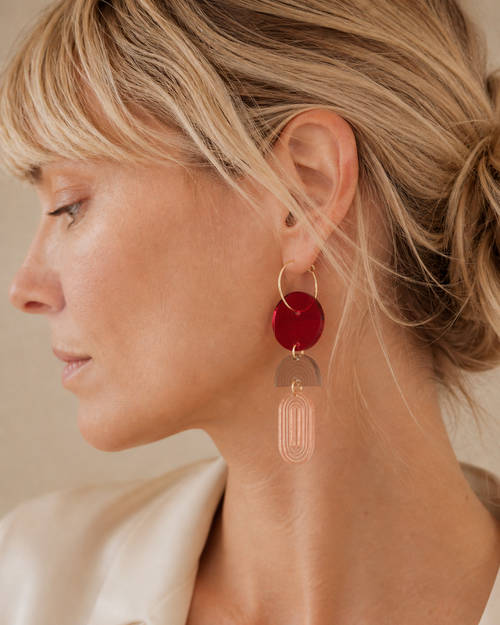AURORA - burgundy blush - akrylové náušnice
