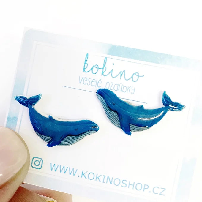 BLUE WHALE - náušnice puzetky