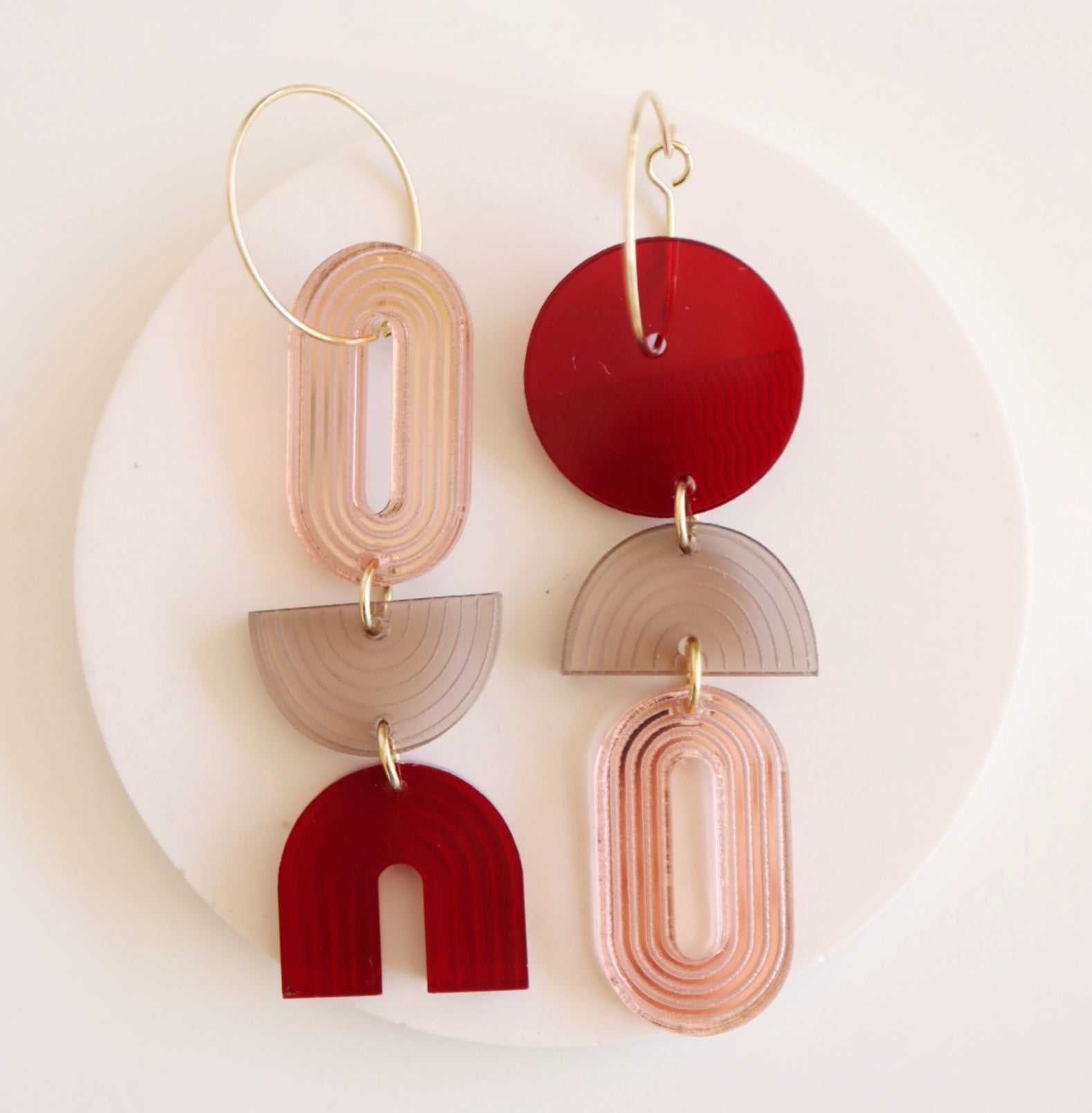 AURORA - burgundy blush - akrylové náušnice