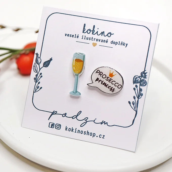 Prosecco princess - náušnice puzetky