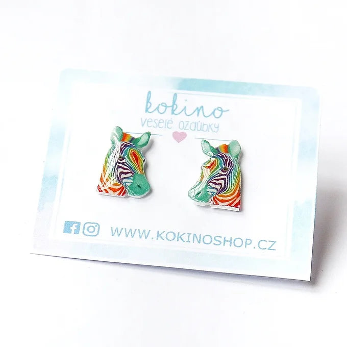RAINBOW ZEBRA - náušnice puzetky