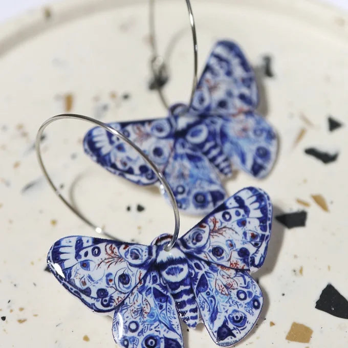 MOTH in PORCELAIN - drop earrings