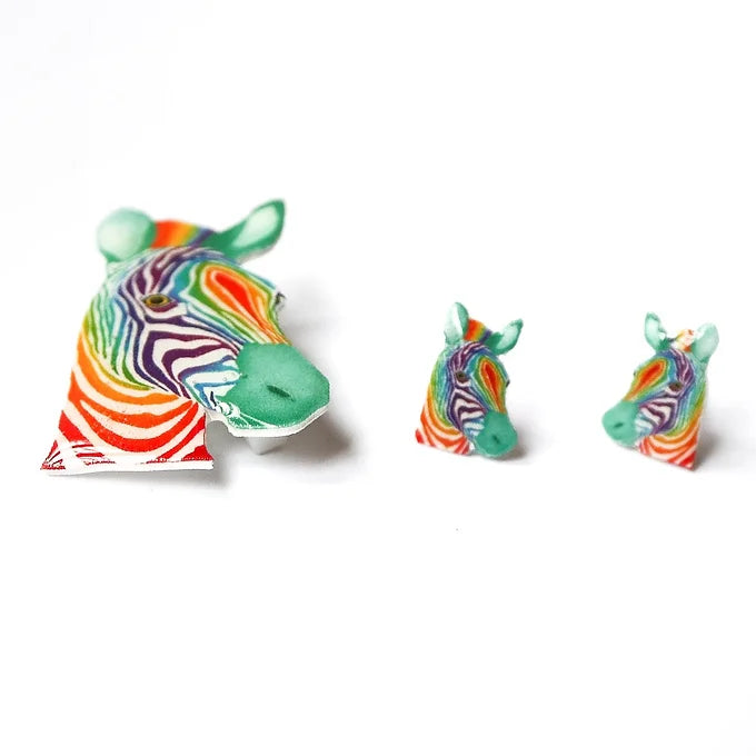 RAINBOW ZEBRA - náušnice puzetky