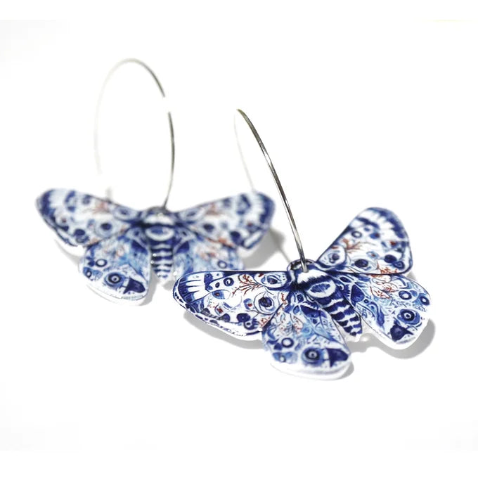 MOTH in PORCELAIN - drop earrings