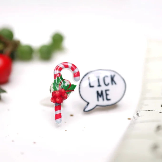 CANDY CANE - náušnice puzetky